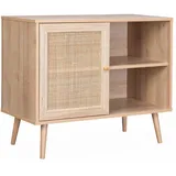 SWEEEK Sideboard mit Rattangeflecht 80 x 39 x 65,8 cm - 2 Ebenen - 1 Tür - Skandinavische Möbelbeine