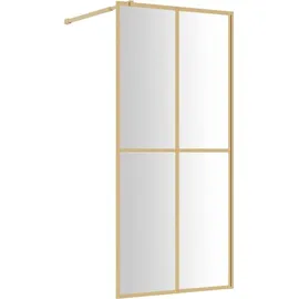 vidaXL Duschwand für Begehbare Dusche mit ESG Klarglas Golden 90x195cm