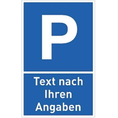 Parkplatzschild - Text nach Ihren Angaben, Alu, 250x400 mm