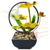 Zimmerbrunnen,3-stufiger Wasserfall Brunnen,Lotusblume Desktop-Wasser-Brunnen,Meditationsbrunnen mit Sand Steinen und LED Beleuchtung,für Meditation und Entspannung,Zuhause/Büro Dekoration (Stil 4)