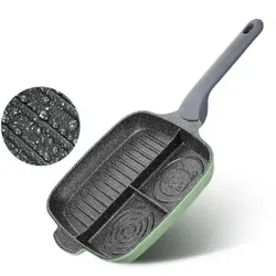 COOKER KING Bratpfanne Antihaft-Omelett-Frühstücksgötterpfanne Frühstückstopf Feuer Induktion Universal [Bambus-Kalkstein-Serie] 3-Fach-Frühstückstopf