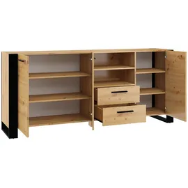 BIM Furniture Nuka 197 x 87 x 45 cm Eiche Rustikal / Schwarz
