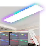 ZMH Woiledlt Deckenlampe Küchenlampe 24W 100x25cm RGB Farbwechsel Bürolampe mit Fernbedienung für Schlafzimmer Wohnzimmer