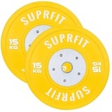 SF SUPRFIT Hantelscheiben 50mm - Gewichtsscheiben aus Hartgummi, 15 kg, (2-tlg), 50mm, Gewicht: 5 - 25 kg in vers. Farben