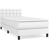 vidaXL Boxspringbett mit Matratze Weiß 100x200 cm Kunstleder1389810