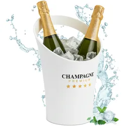 Relaxdays Sektkühler, Flaschenkühler, 2 Flaschen, Getränke kühlen, Champagnerkühler HxBxT: 29,5 x 21,5 x 23,5 cm, weiß