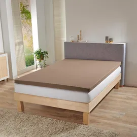BettwarenShop Topper-Spannbettlaken Jersey-Elasthan 140 x 200 - 160 x 220 cm taupe-grau