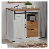 VidaXL Sideboard HALDEN mit Schiebetür Weiß 80x40x80 cm Massivholz