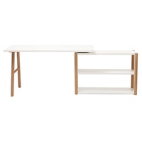 Miliboo Dreh-Schreibtisch skandinavisches Design Weiß und Eiche GILDA
