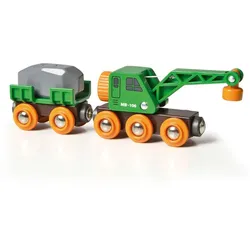 BRIO World - Grüner Kranwagen mit Anhänger und Fracht