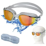 OUOQI Schwimmbrille,Polarisiert Schwimmbrille,Wassersport Schwimmbrillen,Verspiegelte Schwimmbrille,Schwimmbrille Erwachsene,Anti Nebel UV-Schutz Schwimmbrille,für Unisex Erwachsene Jugendliche