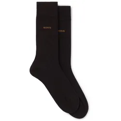 Businesssocken BOSS "2P RS Uni CC", Herren, Gr. 39-42, braun (schwarz braun 206), Baumwollmischung, unifarben, normal, Socken, mit Markenlogo