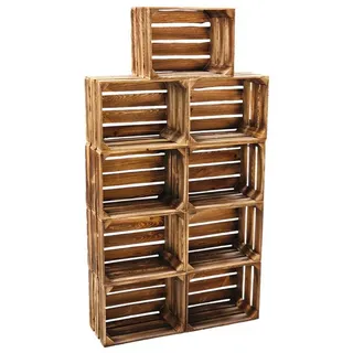 Teramico Holzkiste 40 x 30 x 25 cm 9-tlg. braun