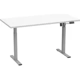 VCM my office Lona elektrisch höhenverstellbarer Schreibtisch weiß rechteckig, T-Fuß-Gestell silber 110,0 x 50,0 cm