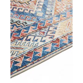 benuta Basic Waschbarer Teppich George - Blau 60x120 cm - Kunstfaser - Rechteckig & im Style: Vintage, Elegant, Retro - Pflegeleicht für Wohnzimmer Schlafzimmer