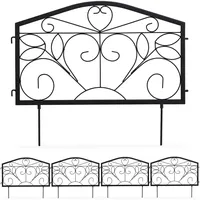 Relaxdays 16 x Beetzaun, Beetumrandung für Garten, Steckzaun Eisen, antik, Herz Schwarz