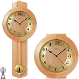 AMS 5165/16 Wanduhr Funk Funkwanduhr mit Pendel Holz Erle Pendeluhr - Schwarz