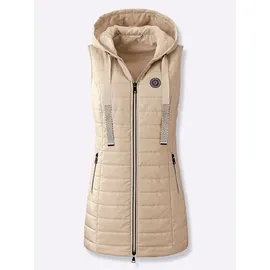 Inspirationen Longweste INSPIRATIONEN, Damen, Gr. 50, sand, 100% Polyester, unifarben, Westen Longweste