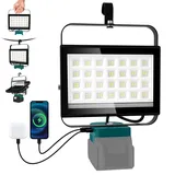NATPOW Akku Lampe Kompatibel mit Makita 18V (Kein Akku), 6500LM Akku Strahler, 2 Modi Baustrahler Ultra Helle, Tragbarer Strahler mit Typ C und USB-Aufladung für Baustellen Autoreparaturen