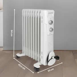 Clatronic Clatronic® Ölradiator | Effiziente Mobile Heizung | elektrische Heizung mit 9 Rippen | Radiator mit 3 Leistungsstufen | Slimline Heizkörper | bi... | Weiß