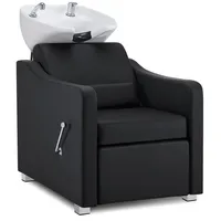 Barberpub Friseurstuhl mit Waschbecken, Klappbare Beinstütze, Friseurwaschbecken aus Keramik Verstellbar, Friseurwaschsessel für Spa Salon, Friseur Waschplatz 8679bk