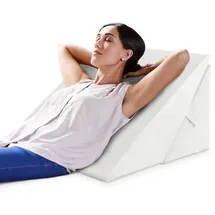 Goplus GIANTEX Keilkissen Bett Multifunktions-Keilkissen, Rückenkissen Memory Foam, Bücherkissen zum Relaxen, Beinkissen Beinablage Bezug waschbar, Venenkissen Relaxkissen 58x36x50,5cm (weiß)
