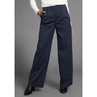 LAURA SCOTT LAURA SCOTT, Damen, Gr. 34, N-Gr, blau (dunkelblau), Web, Obermaterial: 65% Polyester, 33% Viskose, 2% Elasthan, Nadelstreifen, weit lang, Hosen Anzughose, mit Nadelstreifen