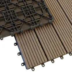 KARAT Klickfliesen Terrassenfliesen WPC Royal - 30 x 30 cm - Drainagefunktion - Witterungsbeständig // Dunkelbraun