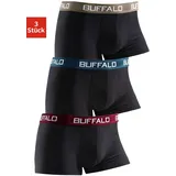 Buffalo Boxershorts schwarz/bordeaux/grün/grau 182 3er Pack