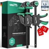 SMABIX® Einhandzwingen 2er Set zum Spannen, Dehnen, Fixieren mit einer Hand, 71Kg Spannkraft, Spannweite 150 mm, Dehnbereich 135mm - 285mm, Einhandzwinge, Zwingen, Schraubzwingen, Schnellspannzwinge