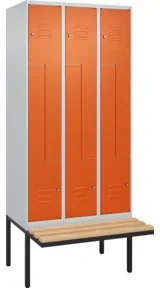 C+P Z-Spind Classic PLUS, Bank, 6 Fächer, 2120x900x815mm, 7035/2004 Verschluss Zylinderschloss Sitzbanktyp auskragend Material Sitzfläche Buche-Hartholz