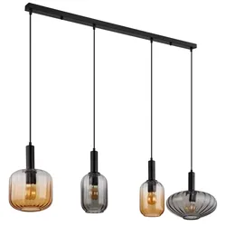 GLOBO LIGHTING Hängeleuchte "VALLETTA", schwarz (schwarz matt), Lampen, unterschiedliche Glasformen