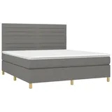 vidaXL Boxspringbett mit Matratze Dunkelgrau 160x200 cm Stoff