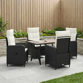 vidaXL Outdoortisch-Set 5 Stk.  Schwarz/Cremeweiß
