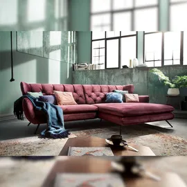 KAWOLA Ecksofa CHARME Sofa mit Longchair rechts Velvet purple