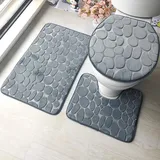 3 Stück rutschfeste Ständer Badematten Set atmungsaktivem Memory-Schaum Bad-Teppiche angenehm weiches Wasser saugfähig WC Badezimmer Teppich Rutschfest Ständer Unterstützung (3er Set Grau)