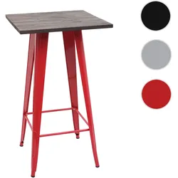 Stehtisch HWC-A73 inkl. Holz-Tischplatte, Bistrotisch Bartisch, Metall Industriedesign 107x60x60cm ~ rot