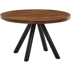Kadima Design Moderner Couchtisch mit Sheesham Massivholz, Metall-Materialmix, Rund, Handgefertigt. 60x60x35 cm