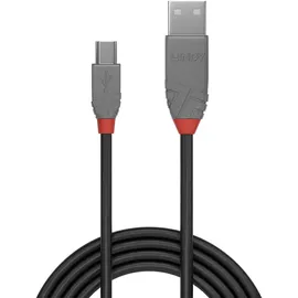 Lindy USB-Kabel USB 2.0 USB-A Stecker, USB-Mini-B Stecker 2.00 m Schwarz, Grau 36723