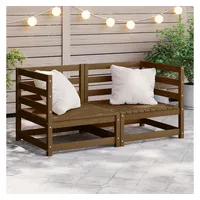 vidaXL Garten-Ecksofas 2 Stk. Honigbraun Kiefer Massivholz