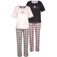 VIVANCE DREAMS Damen Pyjama schwarz, schwarz-weiß-kariert, rosa, rosa-schwarz-kariert Gr.48/50