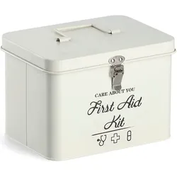 Aufbewahrungsbox ZELLER PRESENT "Medizinbox", weiß, B:16cm H:15,5cm T:22,5cm, Metall, Aufbewahrungsboxen, Metall