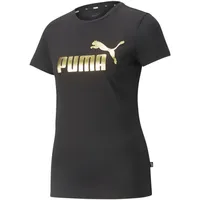 Puma Damen Ess+ Metallic Logo Tee Puma black-gold foil XS