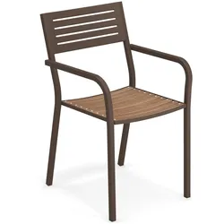 Emu Segno Armlehnstuhl Stahl/Teak - Indischbraun