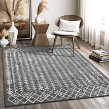 Sanat Boho Teppich – Moderner Teppich im Boho Stil, Geeignet für Wohnzimmer, Schlafzimmer, Flur, Esszimmer und Kinderzimmer – Vintage Grau, Größe: 160 x 230 cm