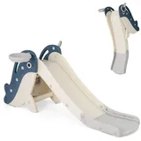 COSTWAY Rutsche, Rutschespielset, Kinderrutsche mit Basketballkorb blau