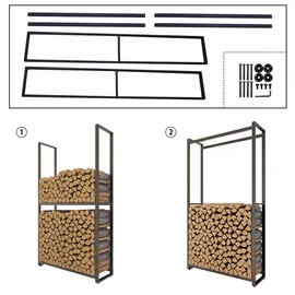 Montixx Kaminholzregal Metall 45 x 25 x 200 cm Schwarz