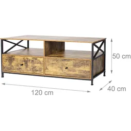 Relaxdays TV-Lowboard 120 x 40 cm Braun/Schwarz Holzwerkstoff/Stahl