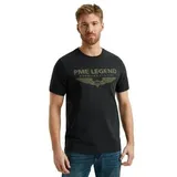 PME Legend Herren Rundhals T-Shirt SHORT SLEEVE R-NECK LOGO CARRIER Regular Fit Ptss0000588-999 Schwarz XL