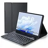 Truhuova Tastatur Hülle für Samsung Galaxy Tab A9+ 11" 2023 & Tab A11+ 11" – Abnehmbare Bluetooth Tastatur, Magnetisches Keyboard Case, Standfunktion 3 Winkel, Schutzcover Schwarz